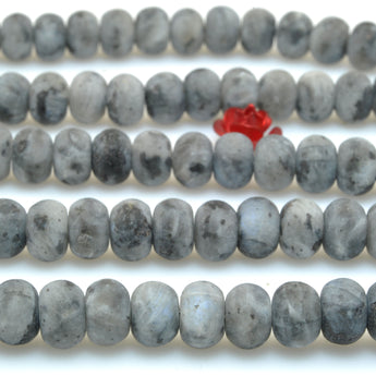 Natural Black Labradorite matte rondelle beads larvikite stone wholesale gemstone for jewelry making bracelet necklace