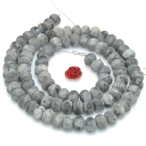 Natural Black Labradorite matte rondelle beads larvikite stone wholesale gemstone for jewelry making bracelet necklace