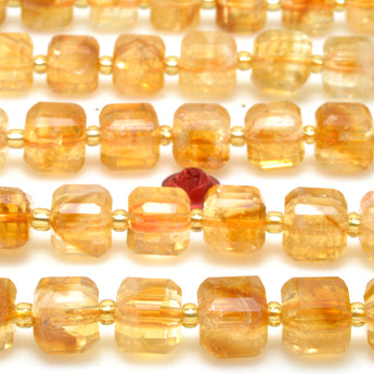 Natural Golden Citrine crystal faceted cube loose beads wholesale gemstone semi precious stone for jewelry making DIY bracelet