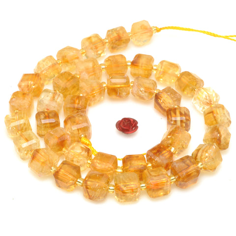 Natural Golden Citrine crystal faceted cube loose beads wholesale gemstone semi precious stone for jewelry making DIY bracelet