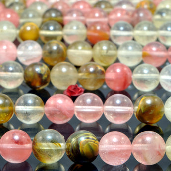 Cherry Quartz smooth round loose beads wholesale gemstone semi precious stone for jewelry making