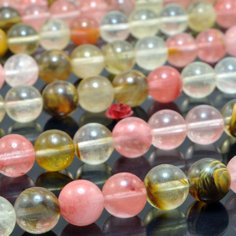 Cherry Quartz smooth round loose beads wholesale gemstone semi precious stone for jewelry making