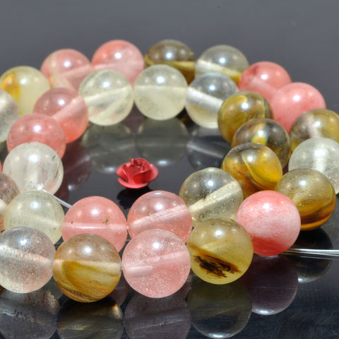 Cherry Quartz smooth round loose beads wholesale gemstone semi precious stone for jewelry making