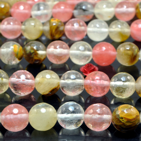 YesBeads Cherry Quartz faceted round loose beads wholesale gemstone jewelry making 15"