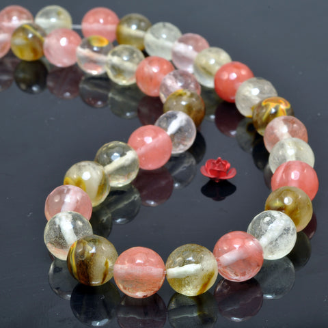 YesBeads Cherry Quartz faceted round loose beads wholesale gemstone jewelry making 15"