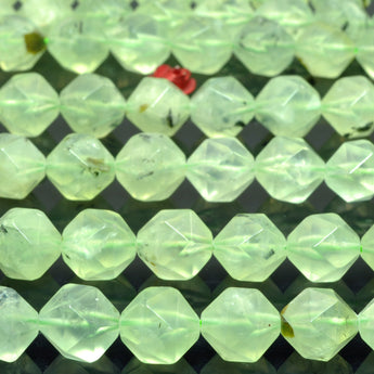 Natural Green Prehnite A grade star cut faceted nugget beads wholesale gemstone for jewelry making