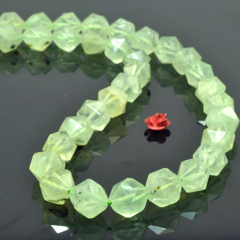 Natural Green Prehnite A grade star cut faceted nugget beads wholesale gemstone for jewelry making