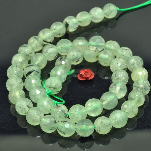 Natural Green Prehnite faceted round beads wholesale gemstone semi precious stone for jewelry making DIY