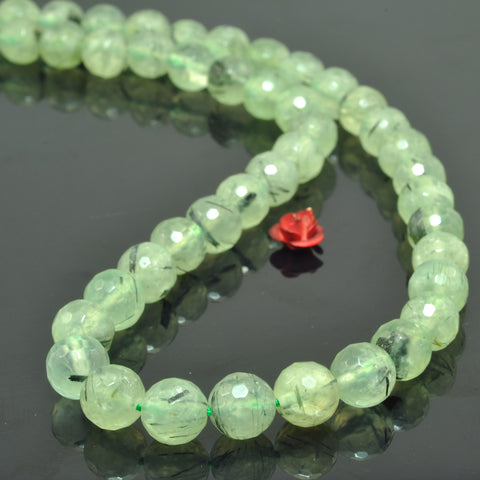 Natural Green Prehnite faceted round beads wholesale gemstone semi precious stone for jewelry making DIY