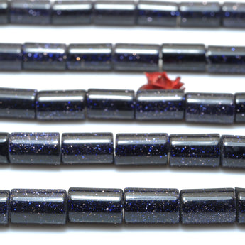 Blue Sandstone Goldstone smooth tube beads loose gemstone wholesale semi precious stone for jewelry making