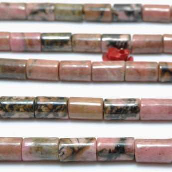 Natural Black Banded Rhodonite smooth tube loose beads wholesale gemstone for jewelry making