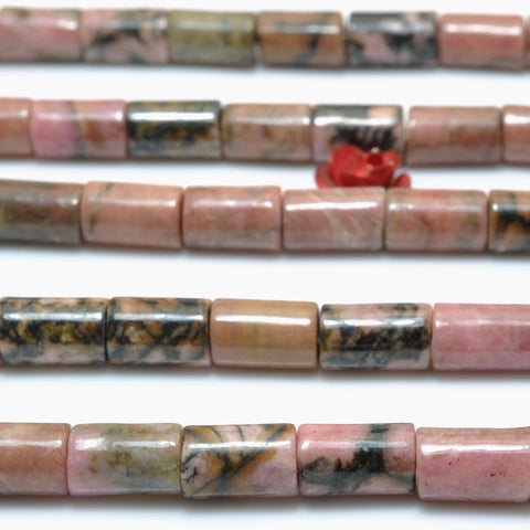 Natural Black Banded Rhodonite smooth tube loose beads wholesale gemstone for jewelry making