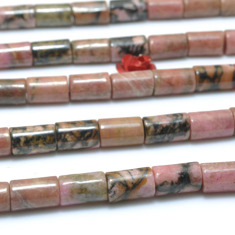 Natural Black Banded Rhodonite smooth tube loose beads wholesale gemstone for jewelry making