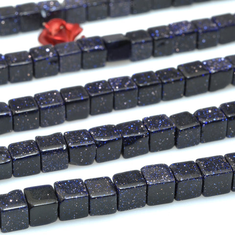 Blue Sandstone smooth cube beads wholesale loose gemstone for jewelry making DIY bracelet necklace