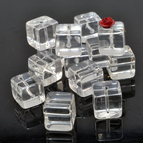 Natural Rock Crystal smooth cube loose beads clear quartz wholesale gemstone making diy