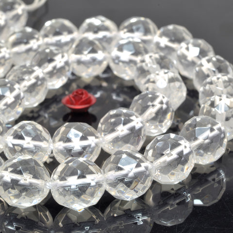 Natural Clear Rock Crystal faceted round loose beads gemstone wholesale jewelry making 6mm-14mm