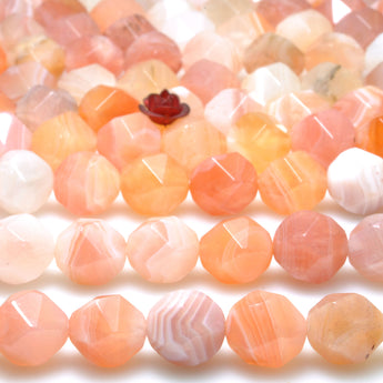 Natural Botswana Agate Pink Orange star cut faceted nugget beads wholesale loose gemstone for jewelry making DIY