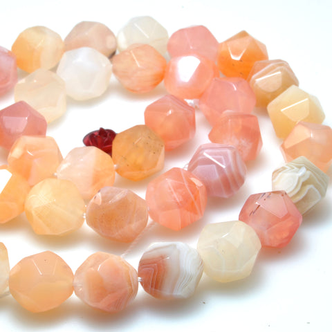Natural Botswana Agate Pink Orange star cut faceted nugget beads wholesale loose gemstone for jewelry making DIY