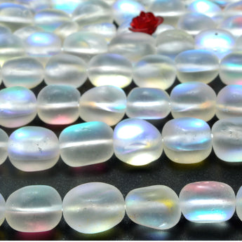 Mystic Aura Quartz Crystal matte irregular nugget beads wholesale jewelry making 15"