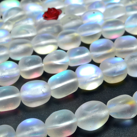 Mystic Aura Quartz Crystal matte irregular nugget beads wholesale jewelry making 15"