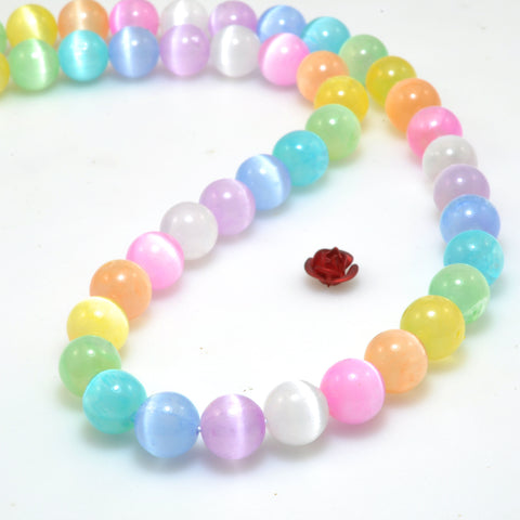 Rainbow Selenite Calcite Multicolor stone smooth round loose beads wholesale gemstone for jewelry making bracelets necklace DIY