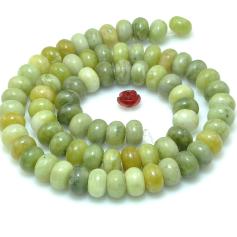 Natural Green Jade smooth rondelle beads wholesale loose gemstone for jewelry making DIY bracelets necklaces
