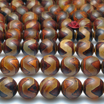 Tibetan agate dzi  matte round beads loose gemstone wholesale for jewelry making bracelet diy stuff