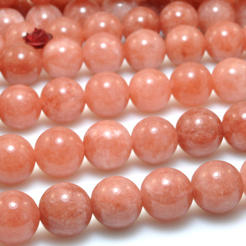 Malaysia Orange Jade smooth round loose beads sunstone color beads wholesale gemstone for jewelry making DIY