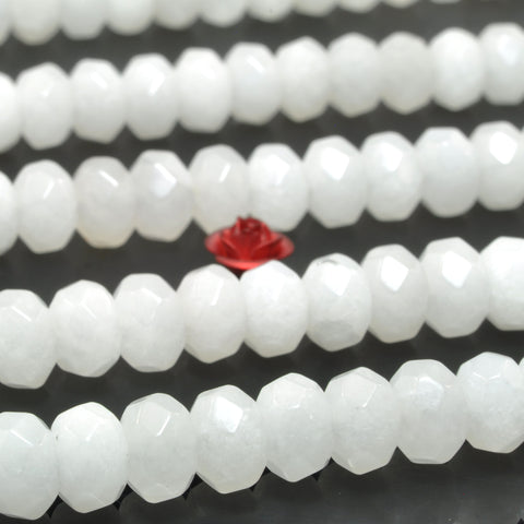 Natural White Jade faceted rondelle beads wholesale gemstone for jewelry making bracelet necklace DIY