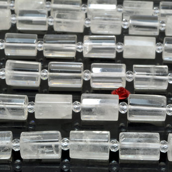 Natural Rock Crystal clear quartz faceted tube beads gemstone jewelry making bracelet necklace diy