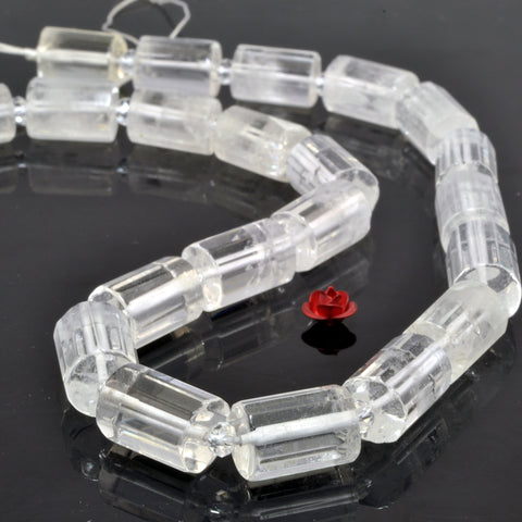 YesBeads Natural Rock Crystal clear quartz faceted tube beads gemstone 10x14mm 16"