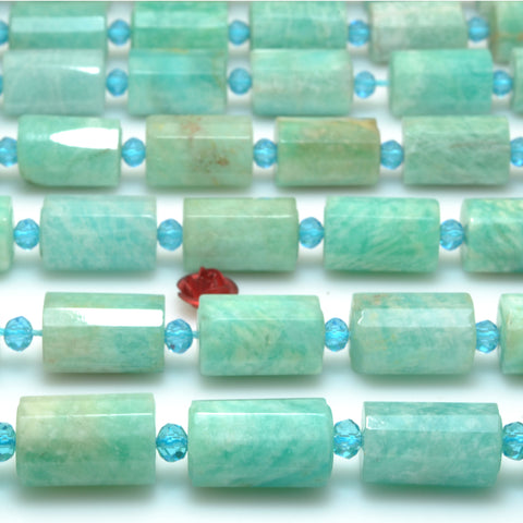 Natural Amazonite faceted tube beads wholesale loose gemstone semi precious stone for jewelry making DIY