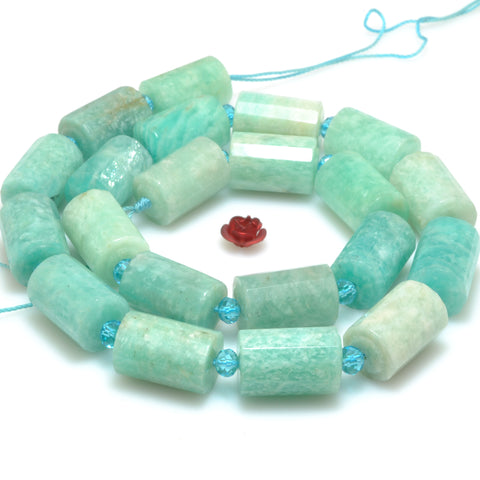 Natural Amazonite faceted tube beads wholesale loose gemstone semi precious stone for jewelry making DIY