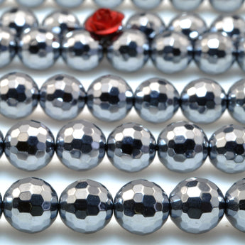 Terahertz ore stone faceted round loose beads wholesale gemstone jewelry making 15"