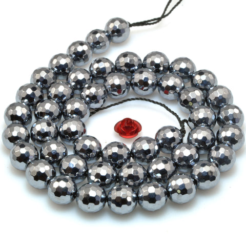 Terahertz ore stone faceted round loose beads wholesale gemstone jewelry making 15"