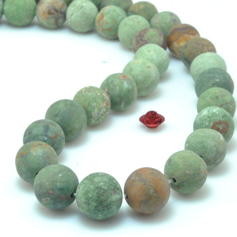 YesBeads Natural Green Peruvian Opal stone matte round beads wholesale gemstone jewelry 15"