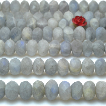 Natural Labradorite matte faceted rondelle loose beads wholesale gemstone jewelry making