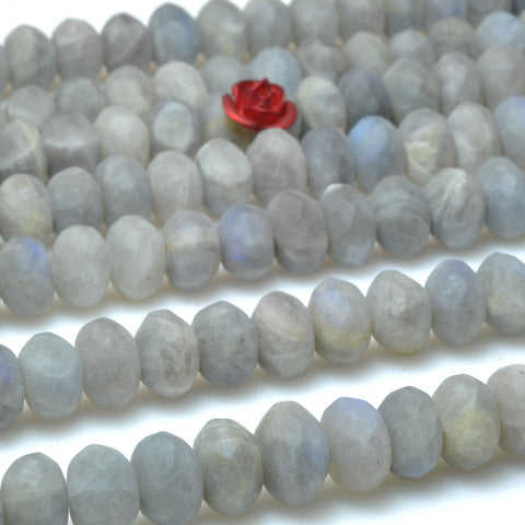 Natural Labradorite matte faceted rondelle loose beads wholesale gemstone jewelry making
