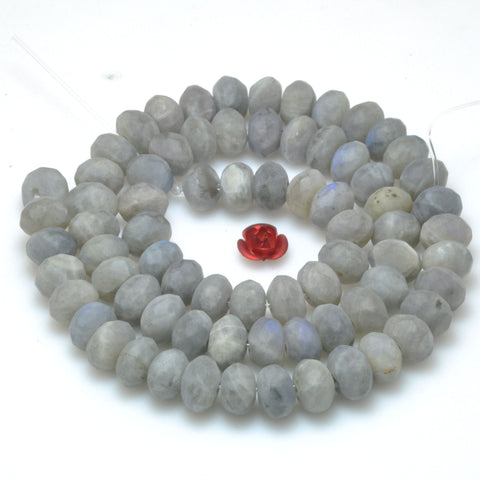 Natural Labradorite matte faceted rondelle loose beads wholesale gemstone jewelry making