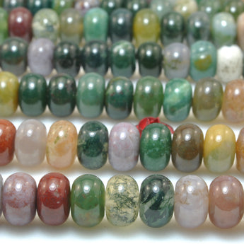 Natural Indian Agate smooth rondelle beads green gemstone wholesale for jewelry making bracelet necklace DIY