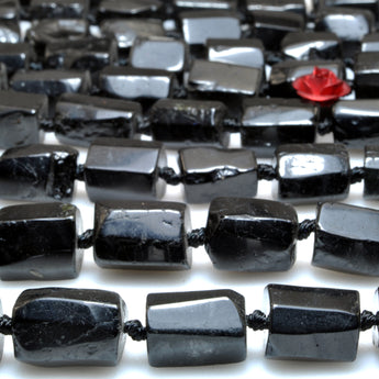 Natural black tourmaline faceted irregular nugget tube beads wholesale gemstone stone for jewelry making DIY