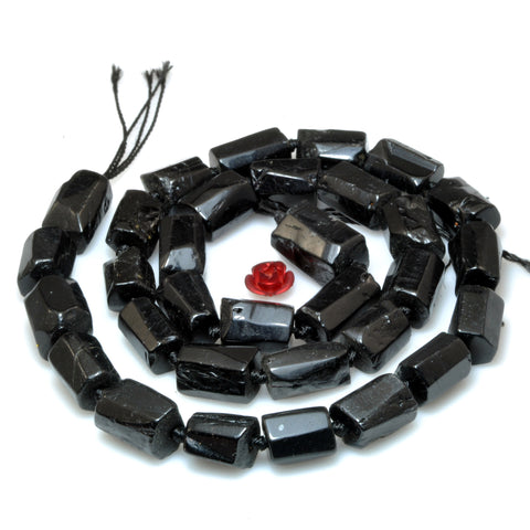 Natural black tourmaline faceted irregular nugget tube beads wholesale gemstone stone for jewelry making DIY
