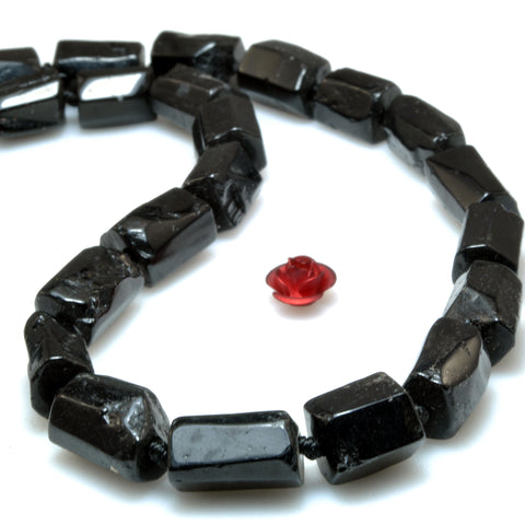 Natural black tourmaline faceted irregular nugget tube beads wholesale gemstone stone for jewelry making DIY