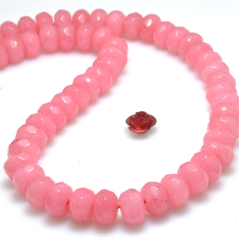 Malaysia Pink Jade faceted rondelle loose beads gemstone wholesale for jewelry making 15"