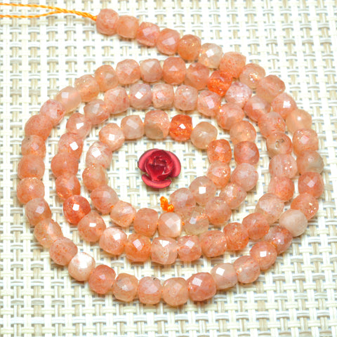 Natural Orange Golden Sunstone faceted cube beads wholesale gemstone for jewelry making bracelet necklace DIY