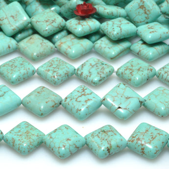 Blue Turquoise smooth square rhombus loose beads wholesale gemstone jewelry making bracelet necklace supply