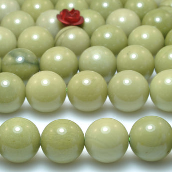 Natural Alashan Jasper Matcha Green smooth round loose beads wholesale gemstone for jewelry making bracelet DIY