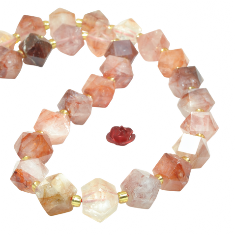 Natural red hematoid quartz geometry cut beads loose gemstone wholesale jewelry making bracelet diy stuff
