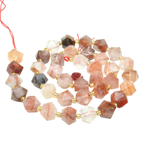 Natural red hematoid quartz geometry cut beads loose gemstone wholesale jewelry making bracelet diy stuff