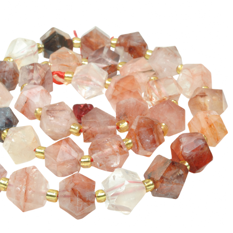 Natural red hematoid quartz geometry cut beads loose gemstone wholesale jewelry making bracelet diy stuff